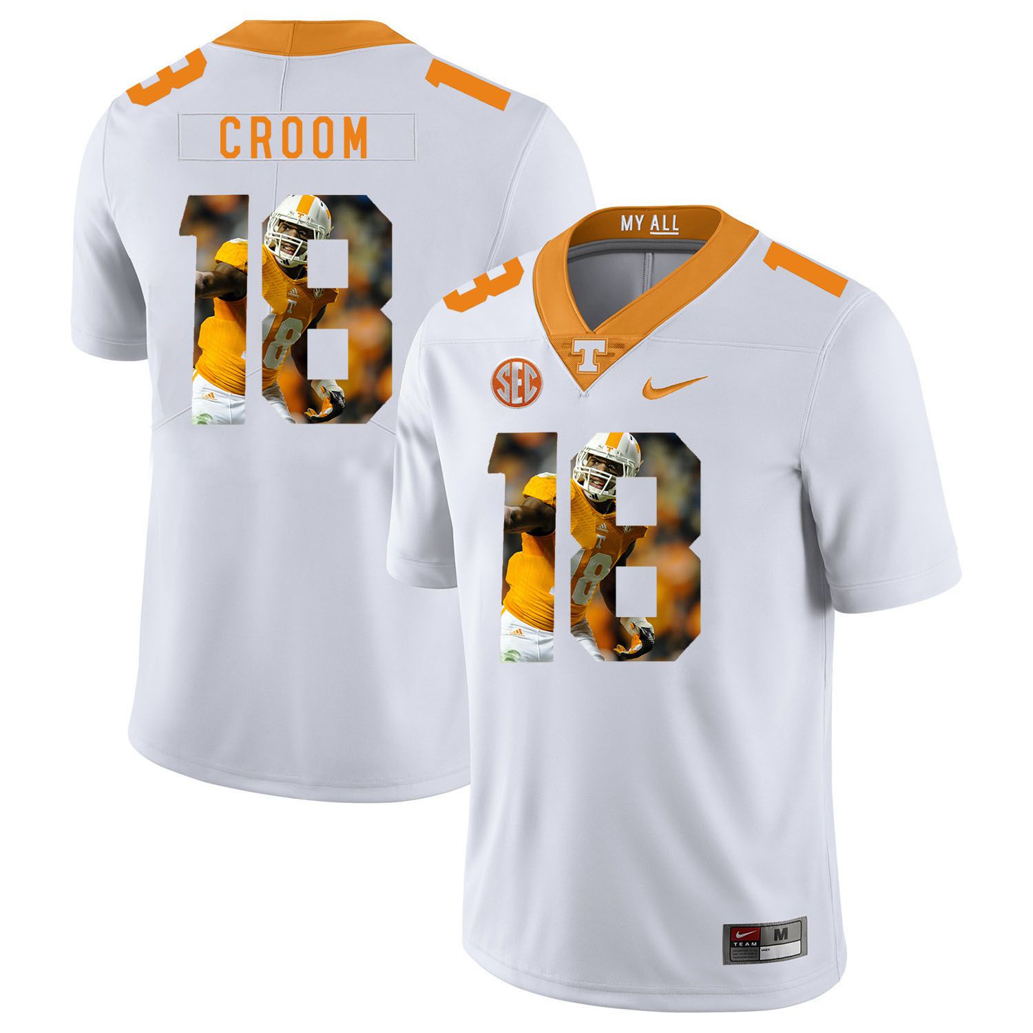 Men Tennessee Volunteers #18 Croom White Fashion Edition Customized NCAA Jerseys